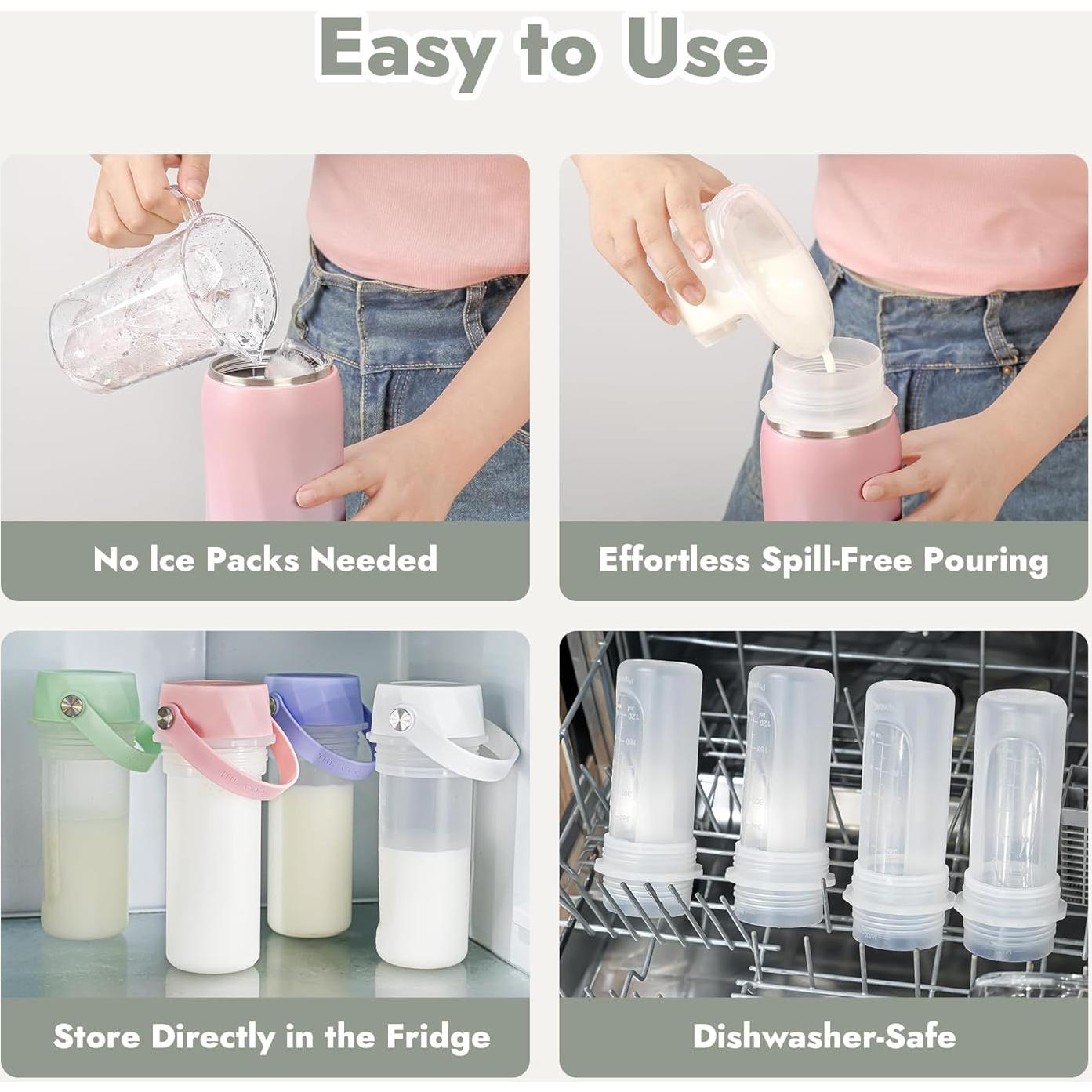 Botella Enfriadora de Leche Materna HEYTRIP 20oz Acero Inoxidable Verde