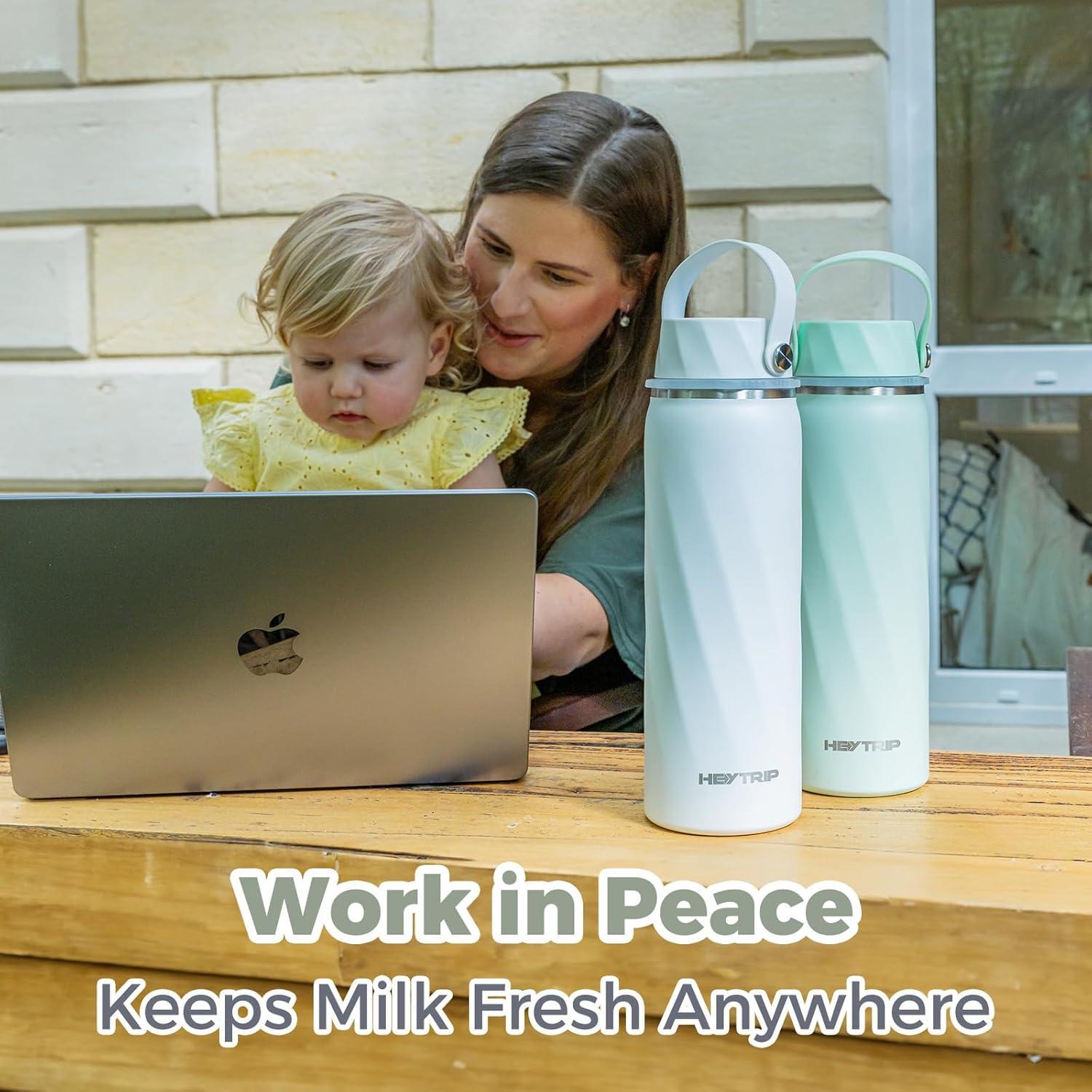 Botella Enfriadora de Leche Materna HEYTRIP 20oz Acero Inoxidable Verde