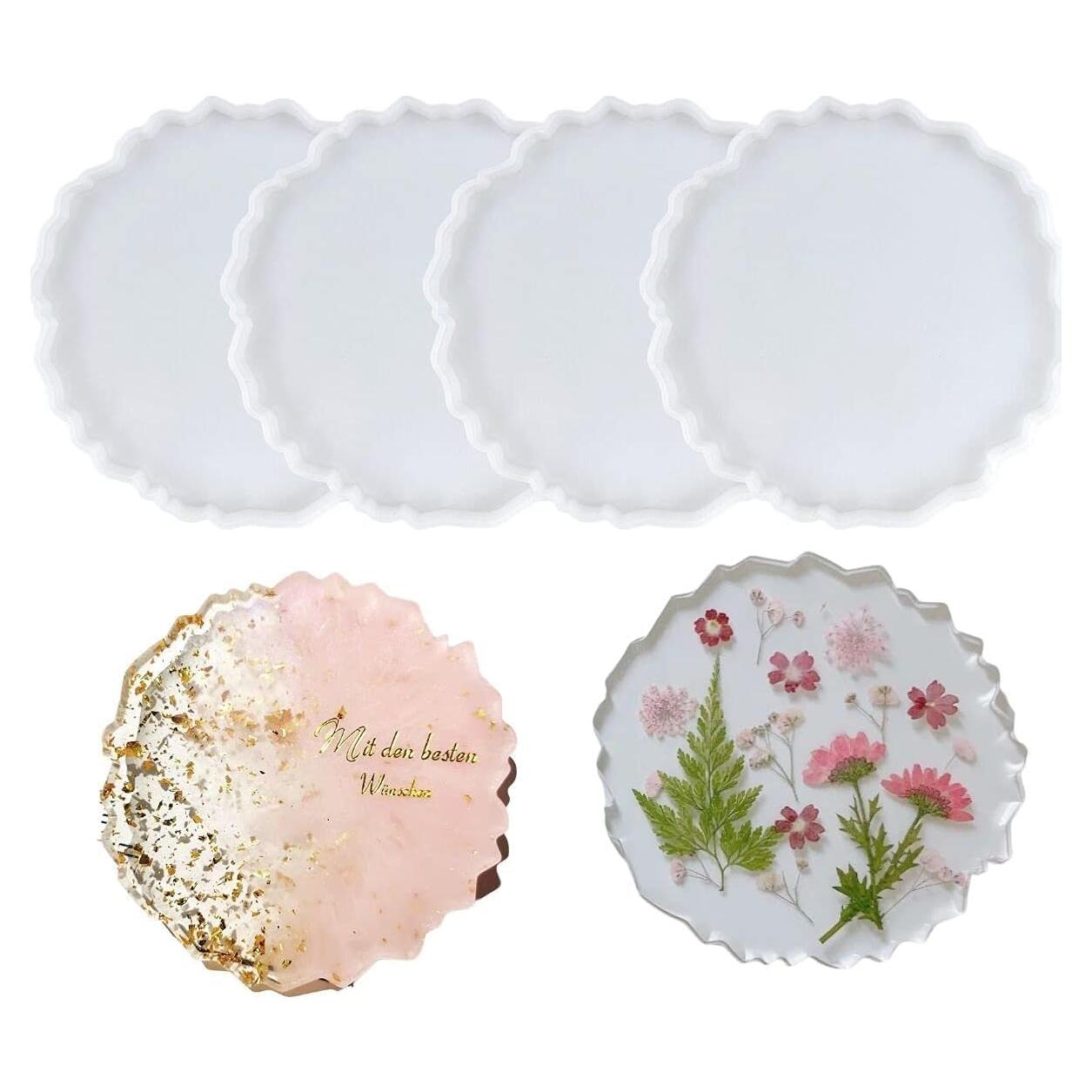 Moldes de Silicona para Posavasos XIMUHO 4 Pcs Flor