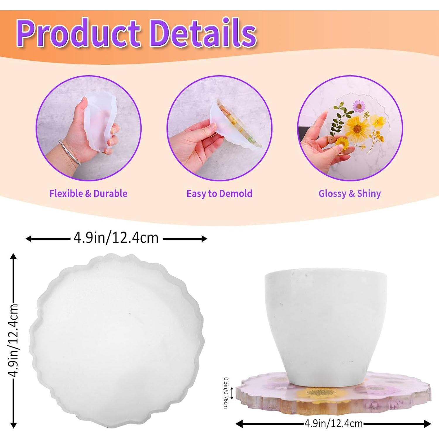 Moldes de Silicona para Posavasos XIMUHO 4 Pcs Flor