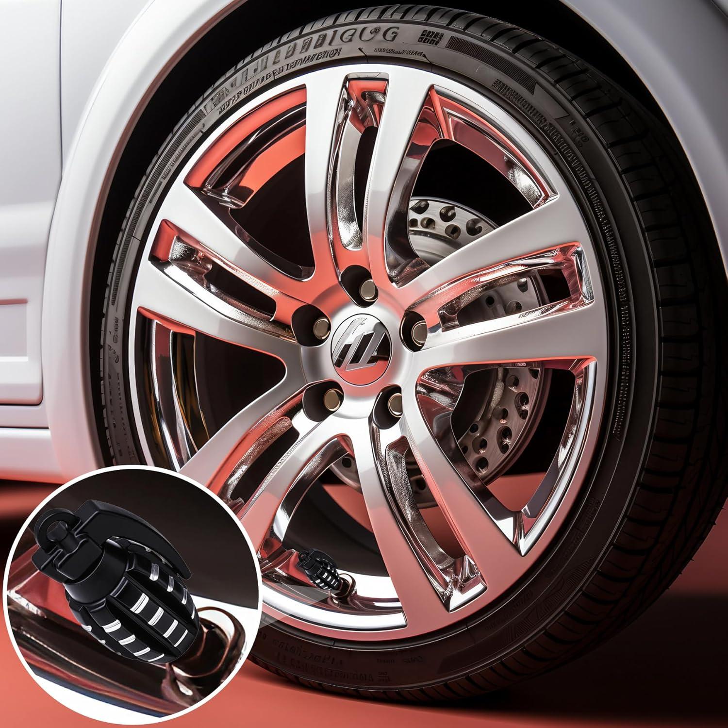 4 Tapones de Válvula de Neumático MEAJOO de Aluminio Negro