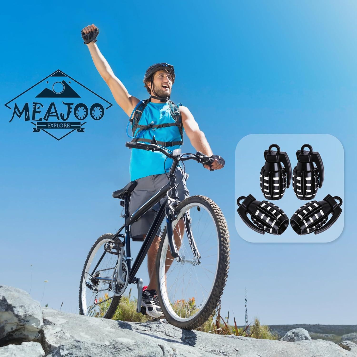 4 Tapones de Válvula de Neumático MEAJOO de Aluminio Negro