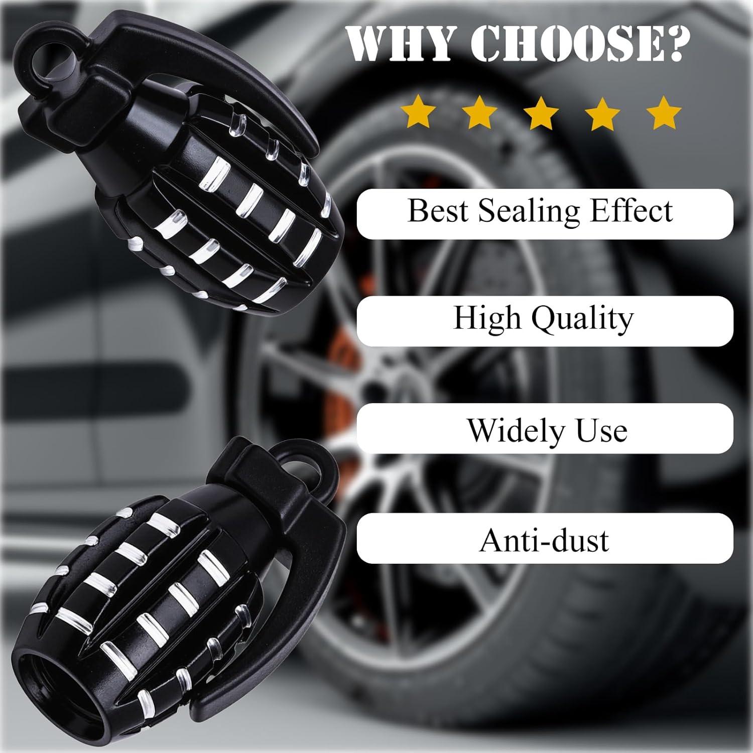 4 Tapones de Válvula de Neumático MEAJOO de Aluminio Negro