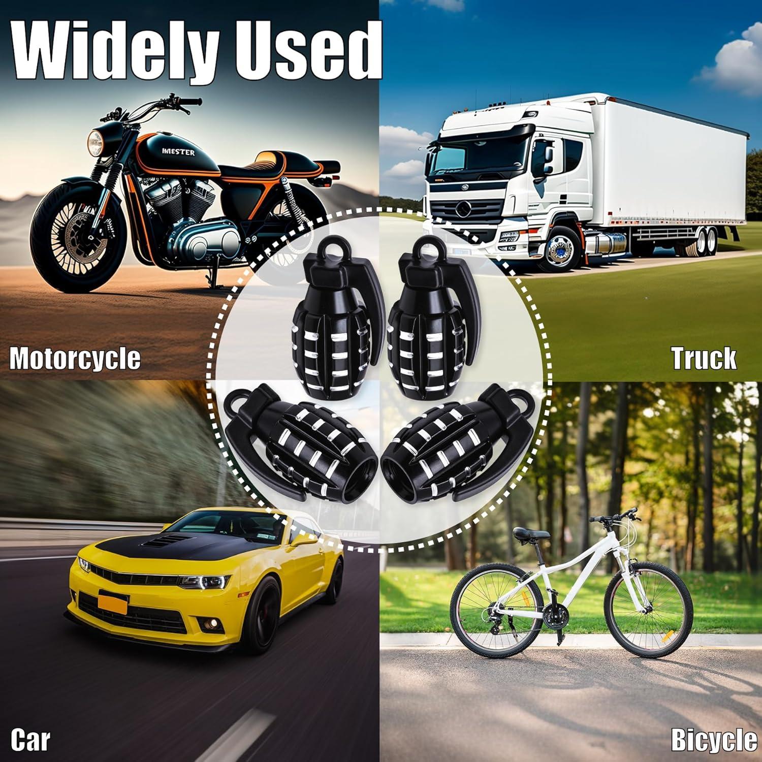 4 Tapones de Válvula de Neumático MEAJOO de Aluminio Negro