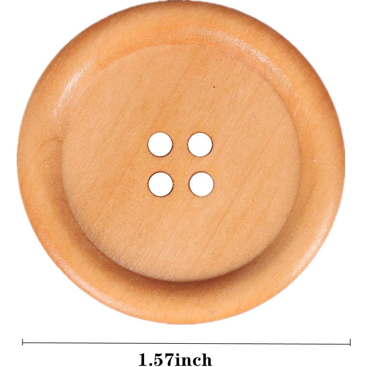 Botones de Madera YAKA 40pcs Redondos 40mm 4 Agujeros