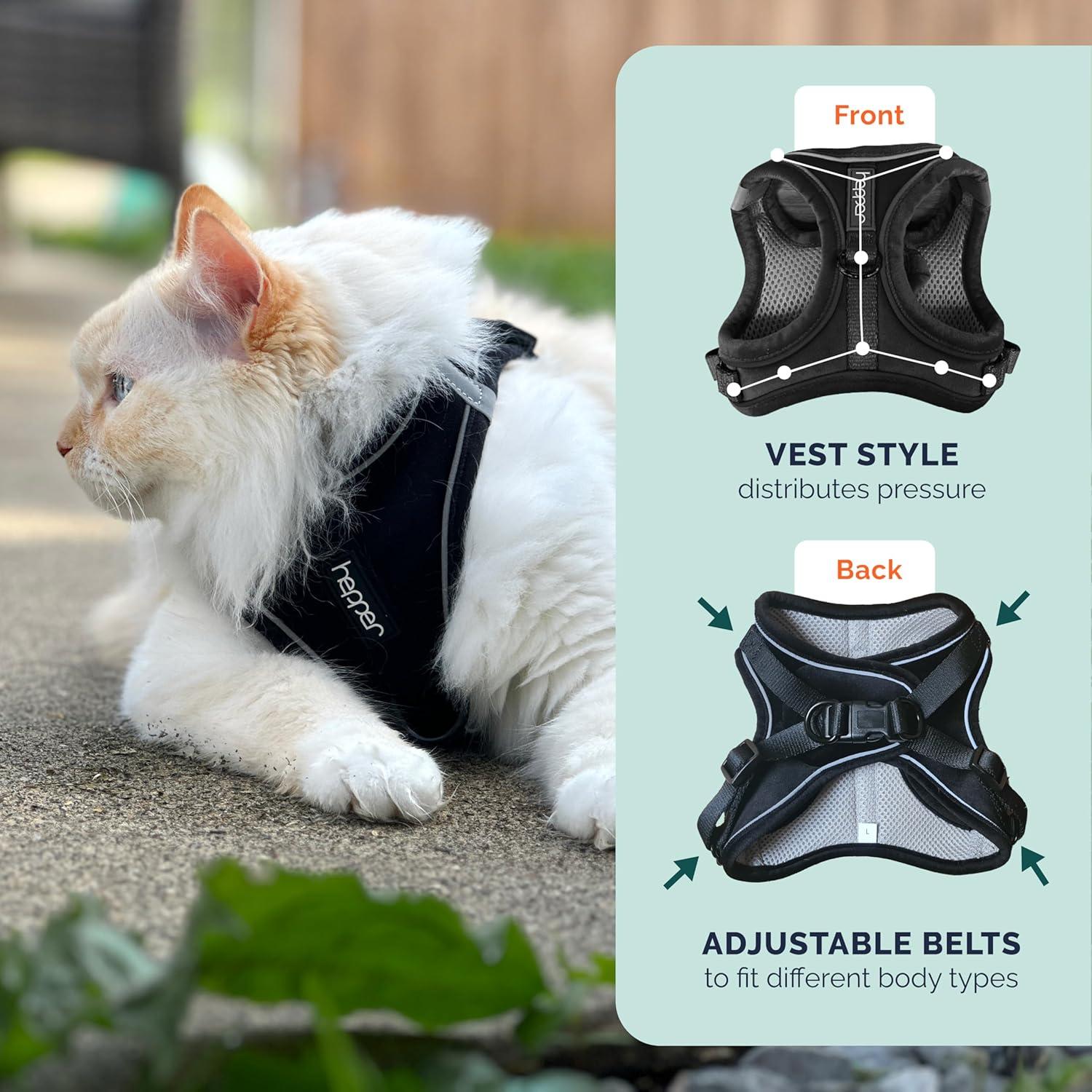 Conjunto Arnés y Correa para Gato Hepper XXS Negro Reflectante