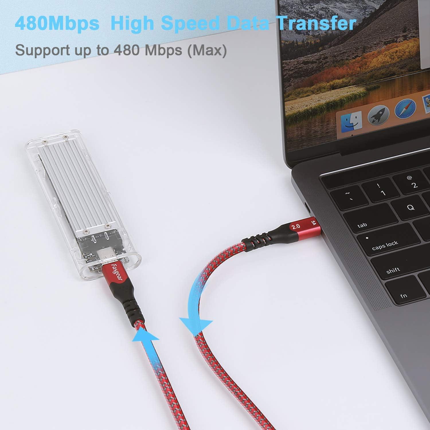 Cable USB C a USB C 100W Fasgear 50cm Carga Rápida 5A