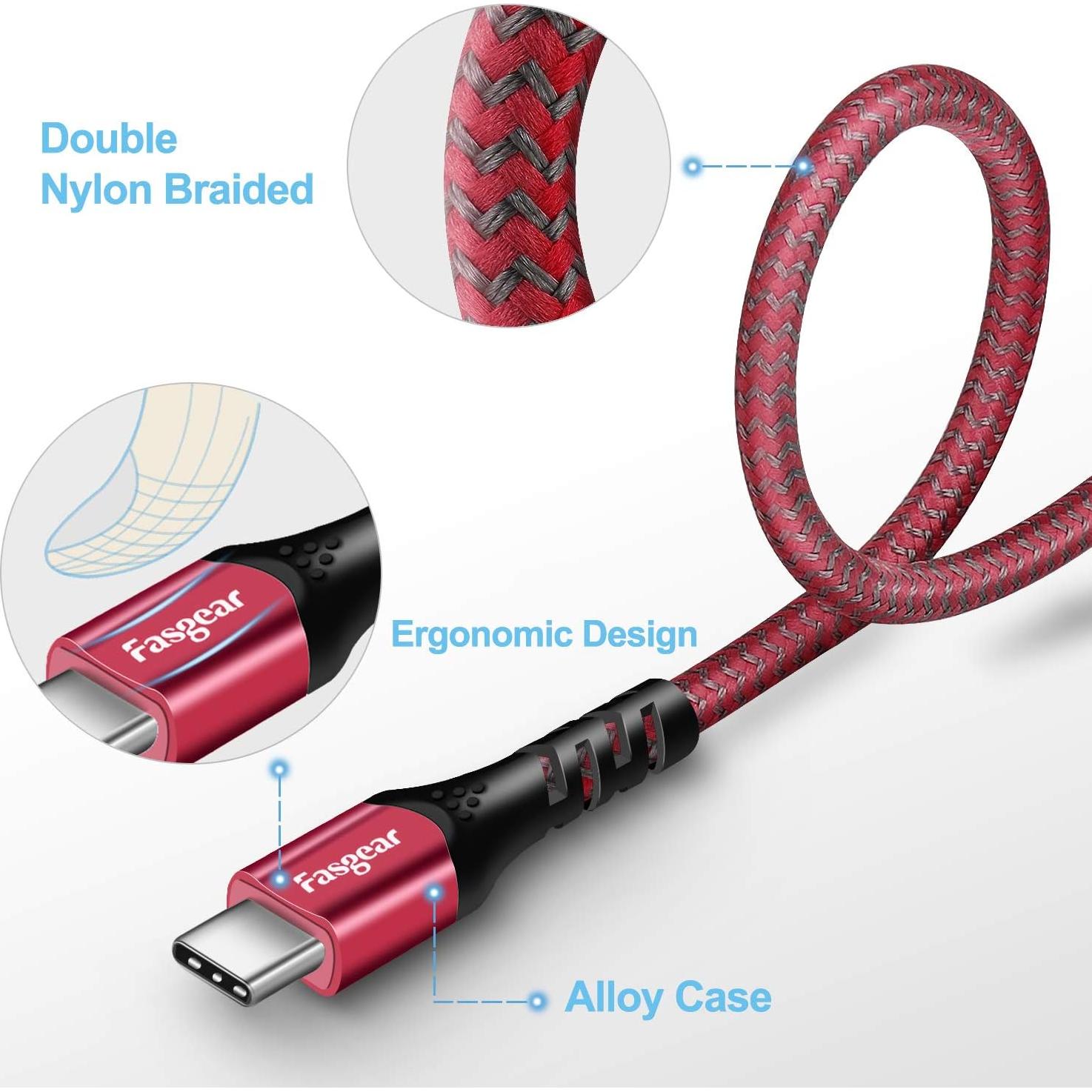 Cable USB C a USB C 100W Fasgear 50cm Carga Rápida 5A