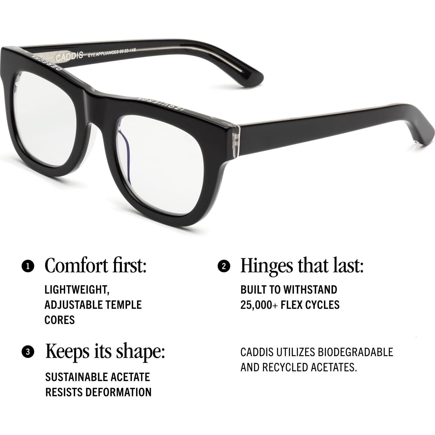 Gafas de Lectura CADDIS D28 Unisex 0.0x Negro Brillante