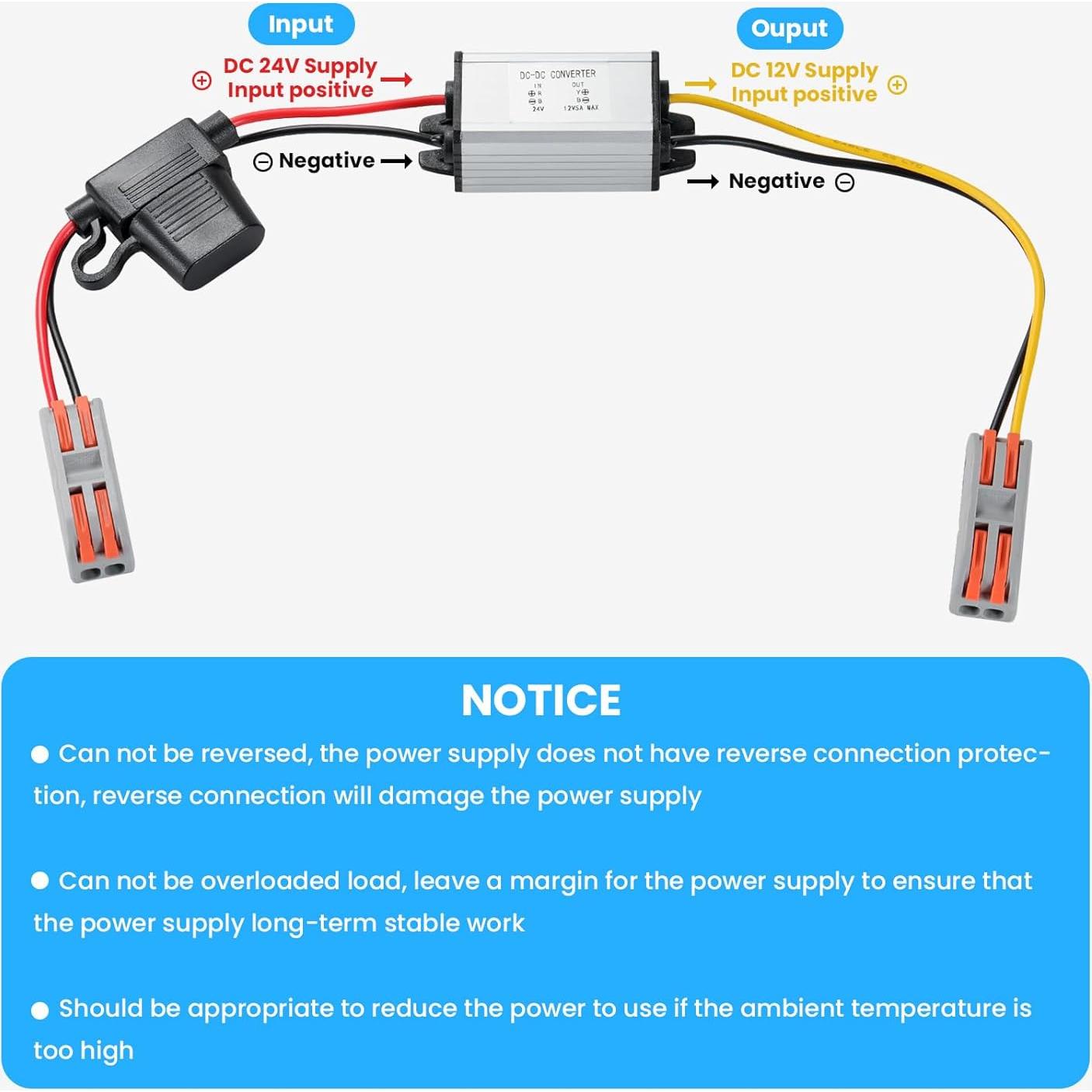 Convertidor de Voltaje DC-DC 24V a 12V 5A 60W MZHOU