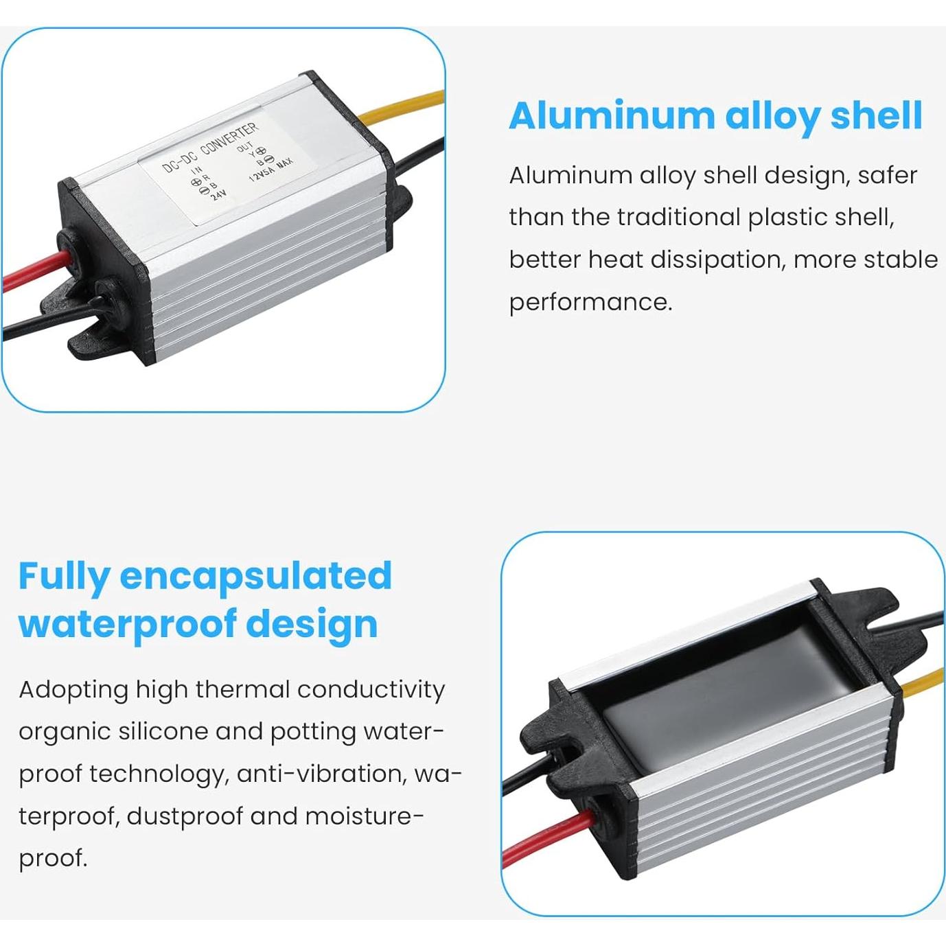 Convertidor de Voltaje DC-DC 24V a 12V 5A 60W MZHOU