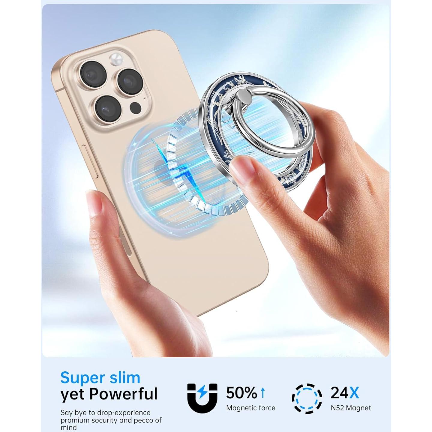 Soporte Magnético para Teléfono LISEVO con Flores Azules