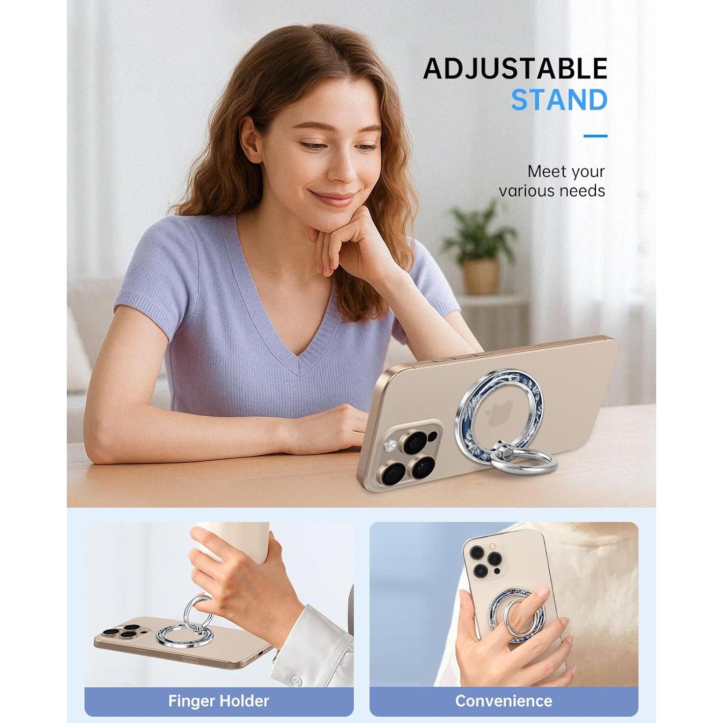 Soporte Magnético para Teléfono LISEVO con Flores Azules