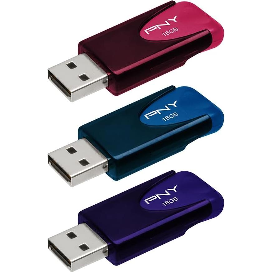 PNY 16GB Attaché 4 USB 2.0 Flash Drive 3-Pack Multicolor