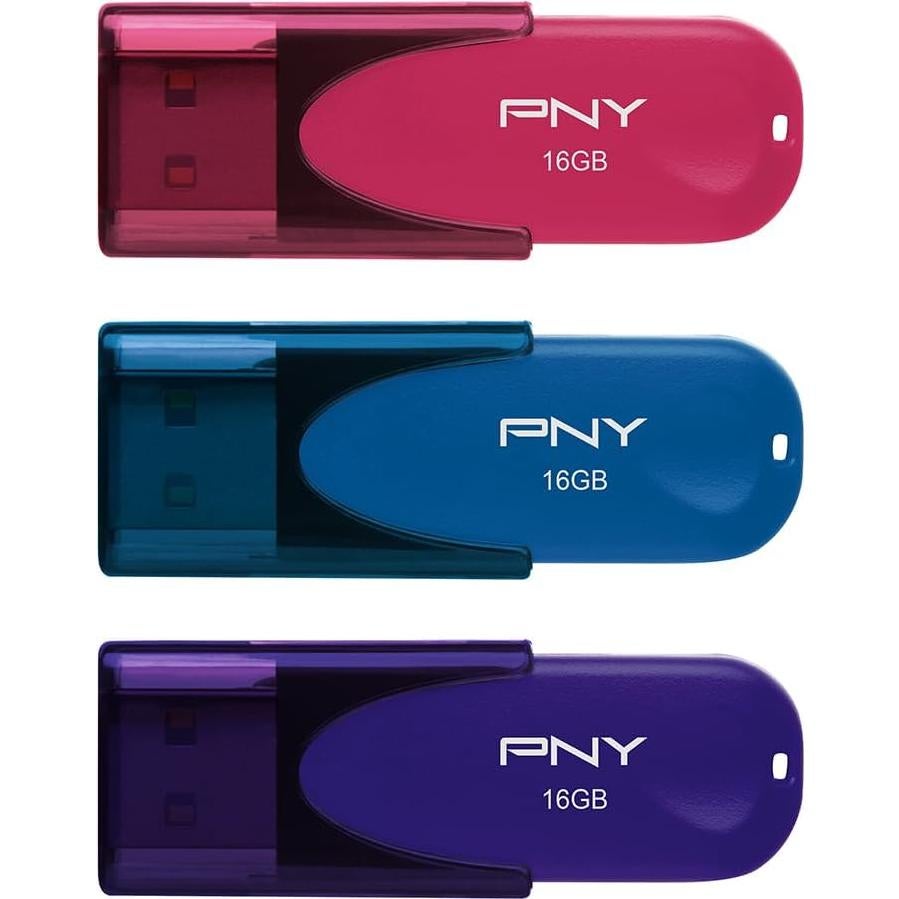 PNY 16GB Attaché 4 USB 2.0 Flash Drive 3-Pack Multicolor