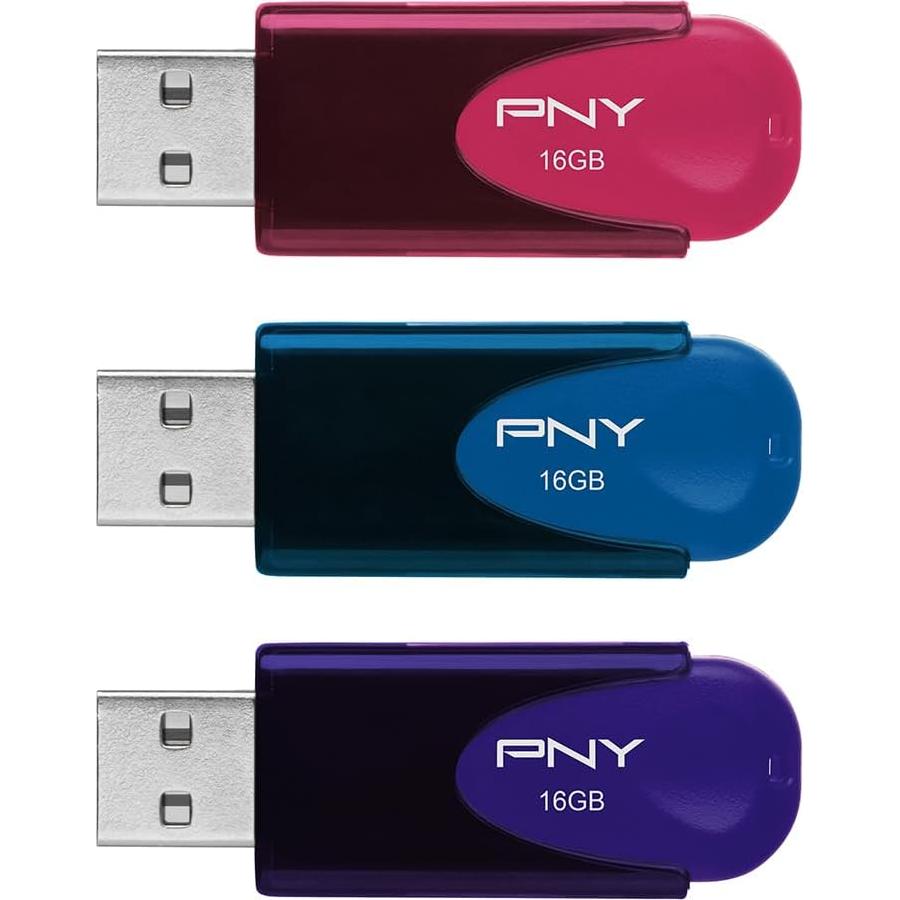 PNY 16GB Attaché 4 USB 2.0 Flash Drive 3-Pack Multicolor