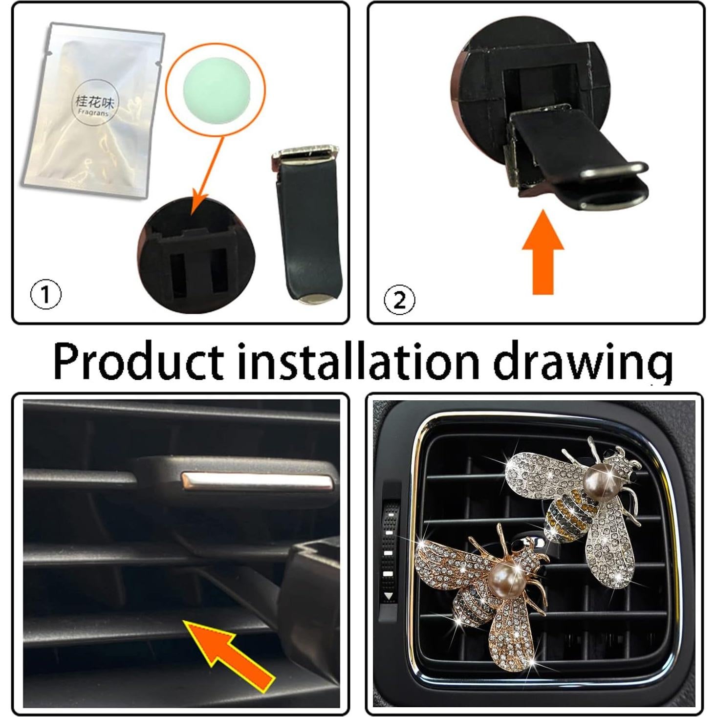 Ambientador de Auto Sozbkelns Abeja Brillante Plata Clip Aire