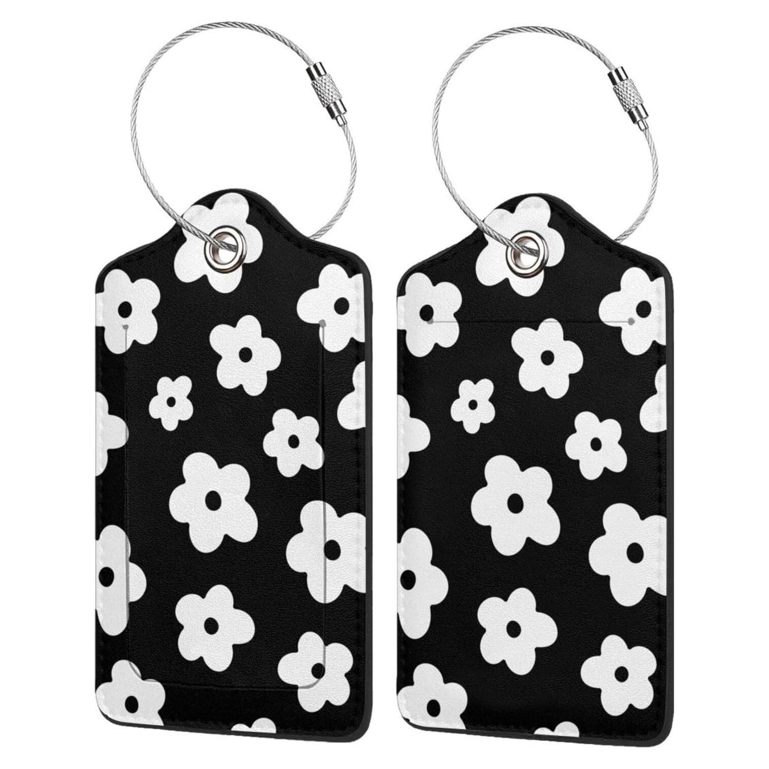 Etiquetas de Equipaje DONGPANCHN 2 Pcs Flores Negras
