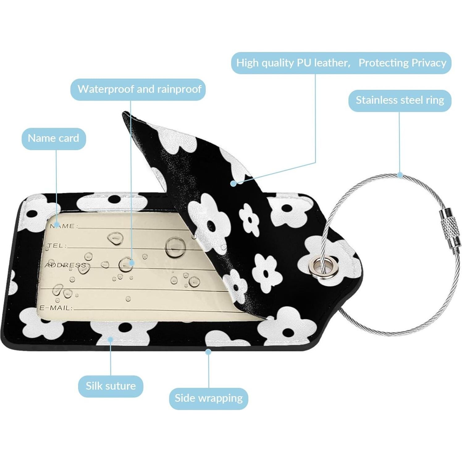 Etiquetas de Equipaje DONGPANCHN 2 Pcs Flores Negras