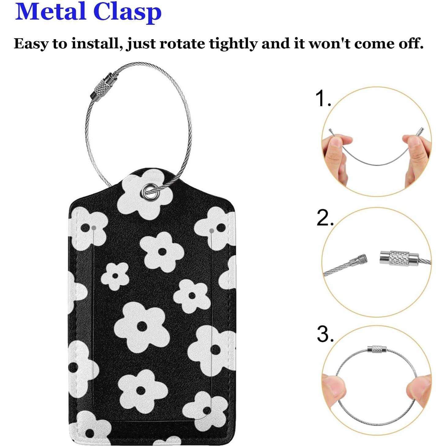 Etiquetas de Equipaje DONGPANCHN 2 Pcs Flores Negras