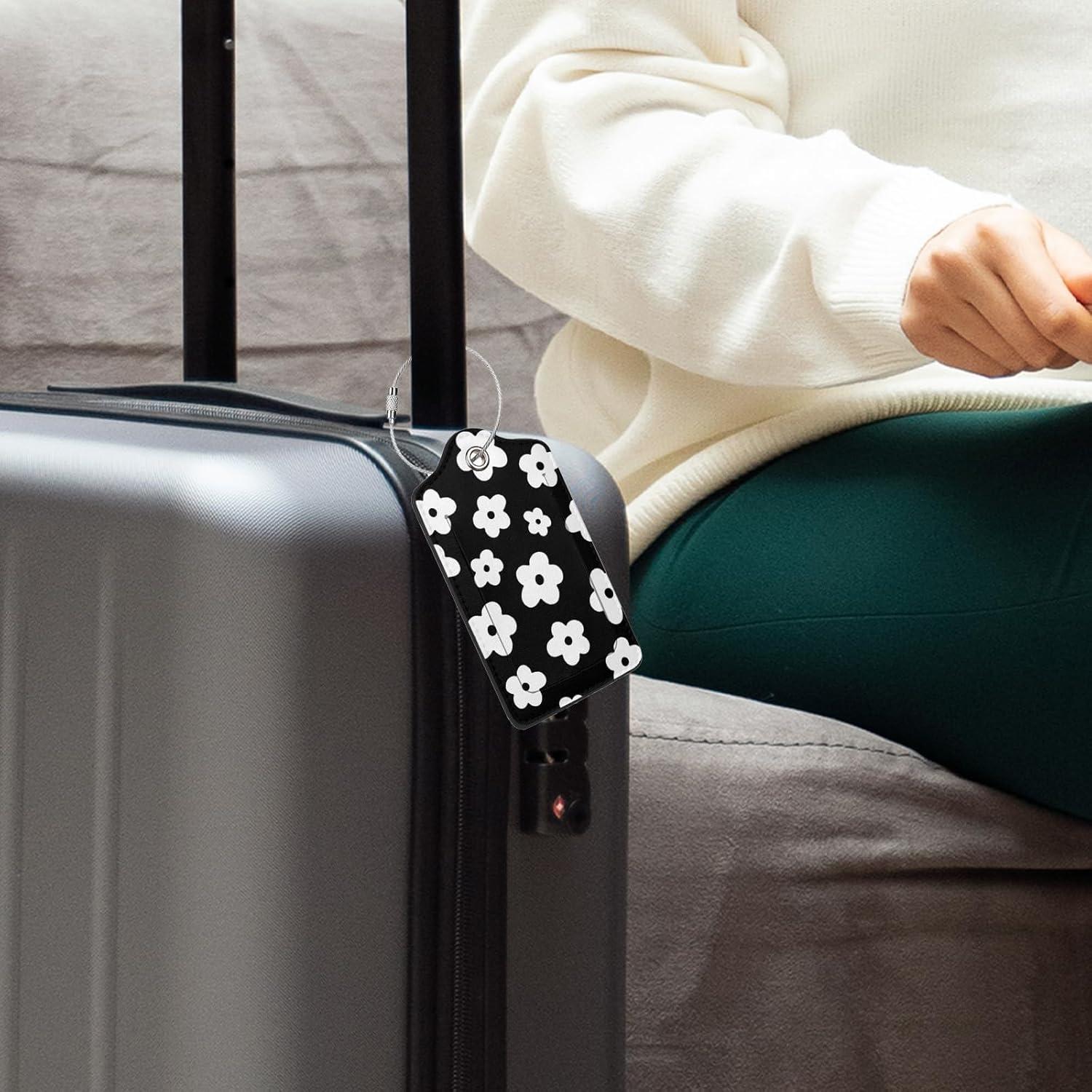 Etiquetas de Equipaje DONGPANCHN 2 Pcs Flores Negras