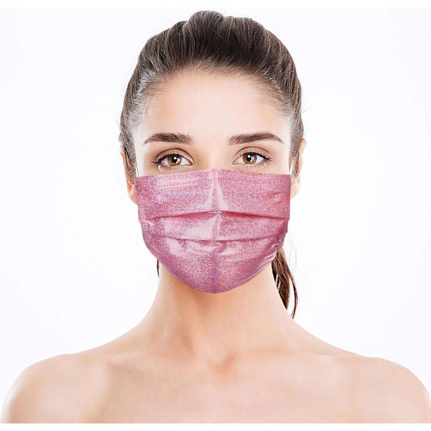 Paquete de 50 Máscaras Faciales Desechables SOGOODED Rosa 3 Capas