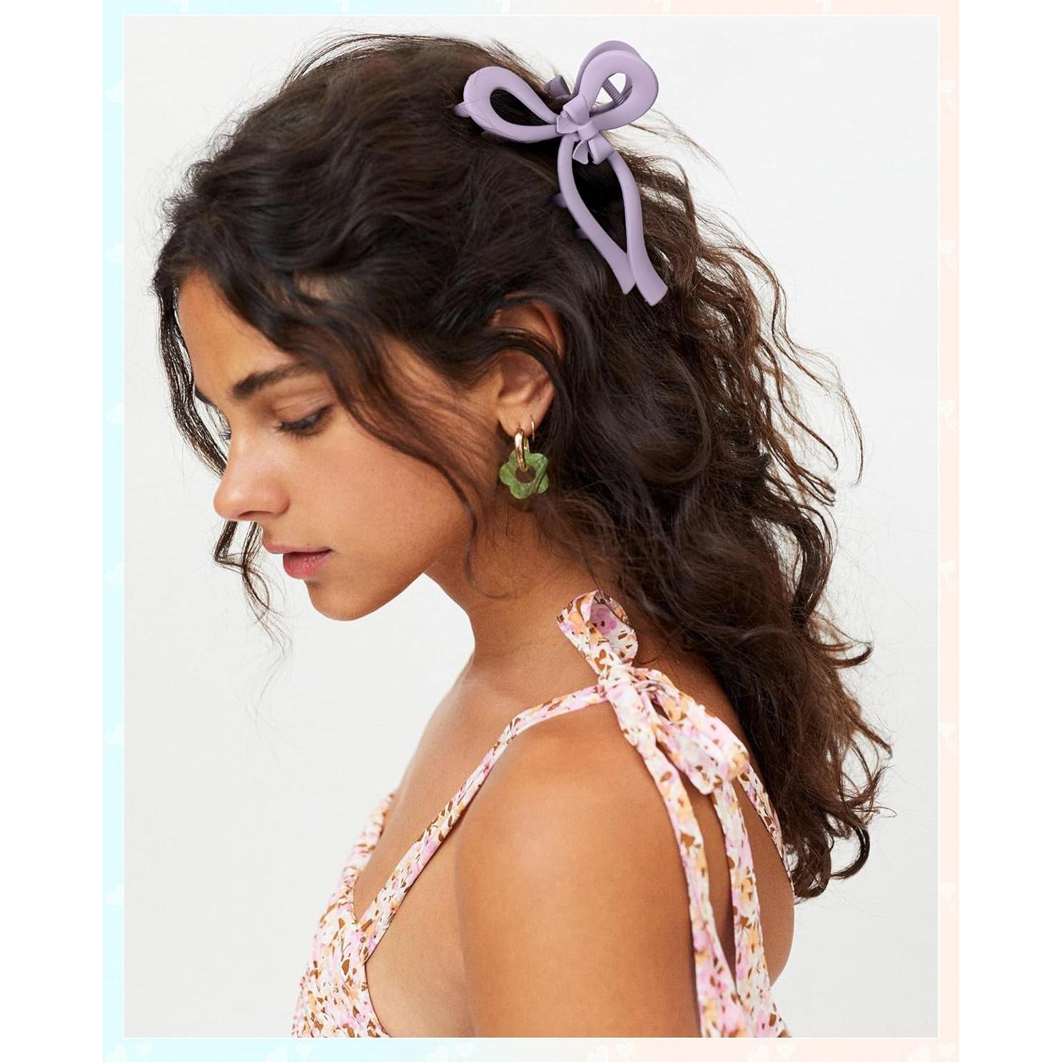 4 Clips de Pelo con Lazo AWAYTR para Cabello Grueso 13 cm