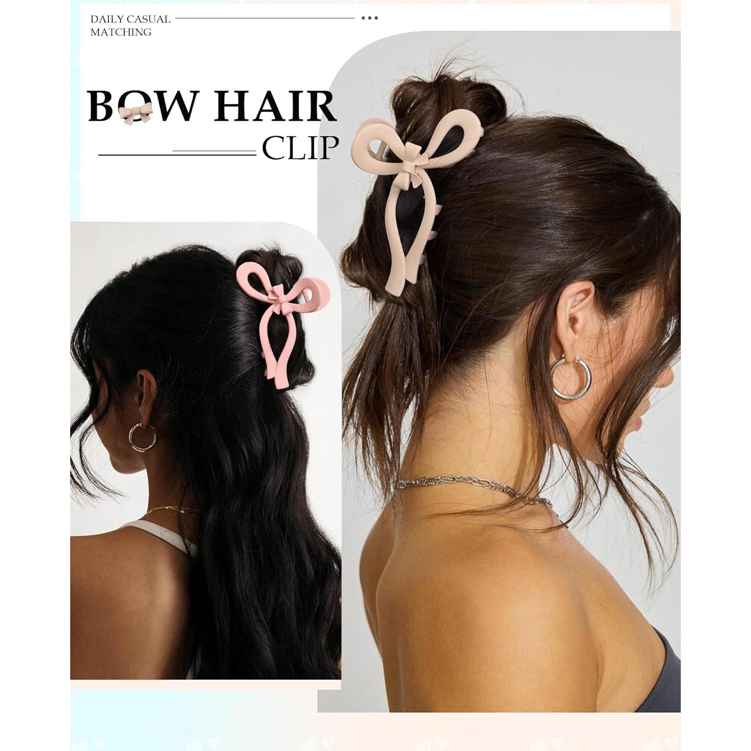 4 Clips de Pelo con Lazo AWAYTR para Cabello Grueso 13 cm