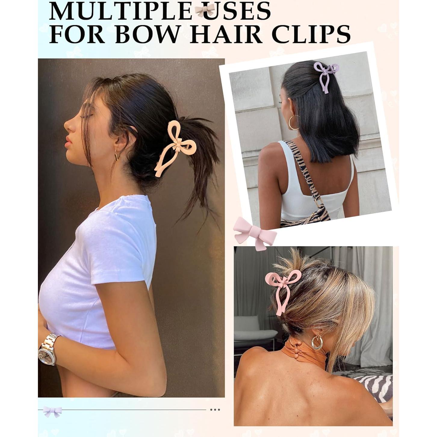 4 Clips de Pelo con Lazo AWAYTR para Cabello Grueso 13 cm