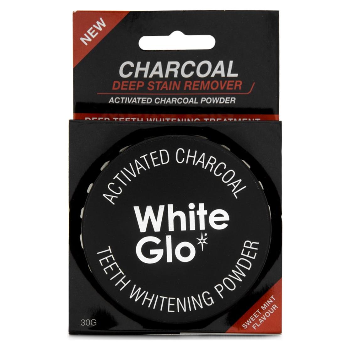 Polvo Blanqueador de Dientes White Glo 30g - Carbón Activado Menta