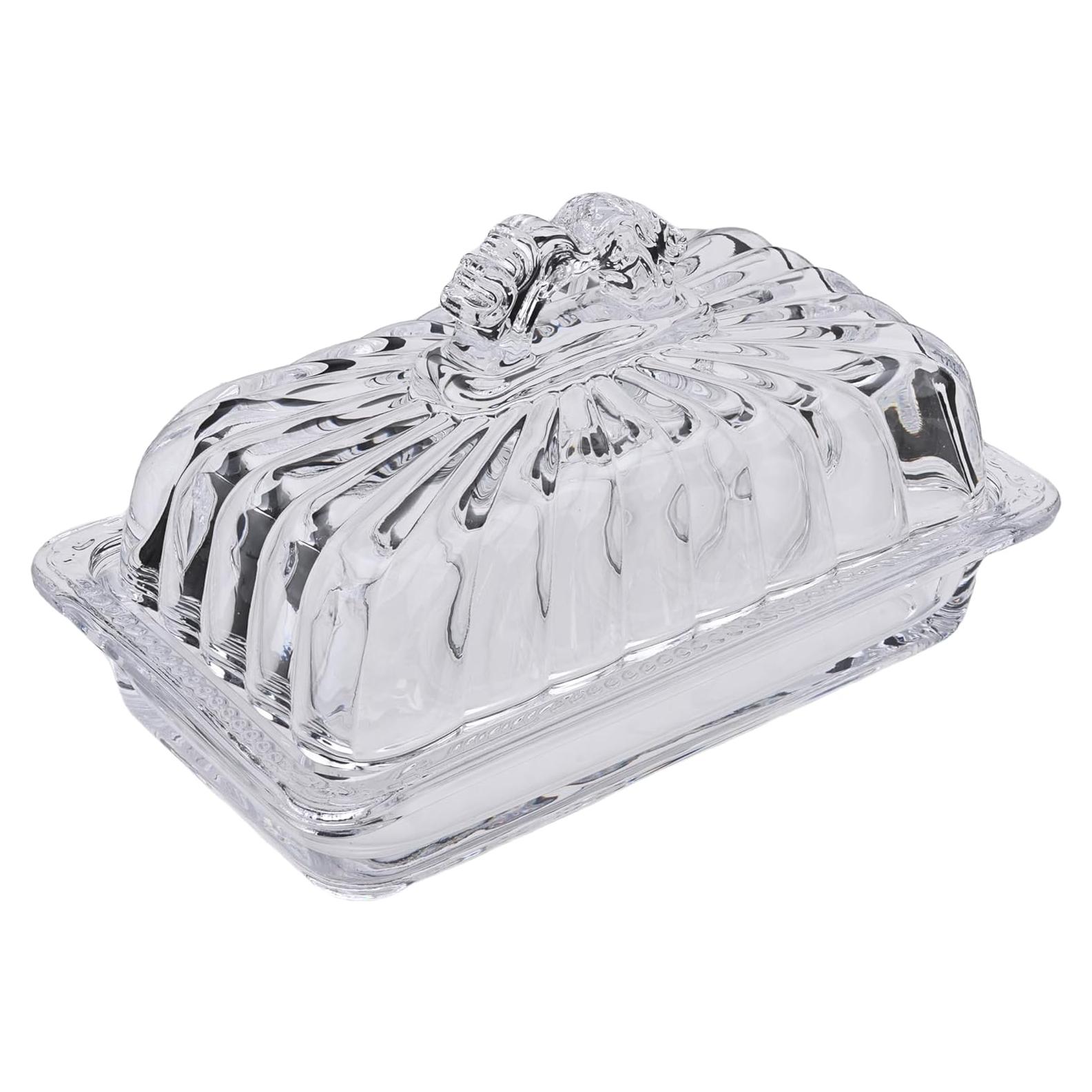 Plato de Mantequilla de Vidrio PEPAXON con Tapa 17.5x10.5cm