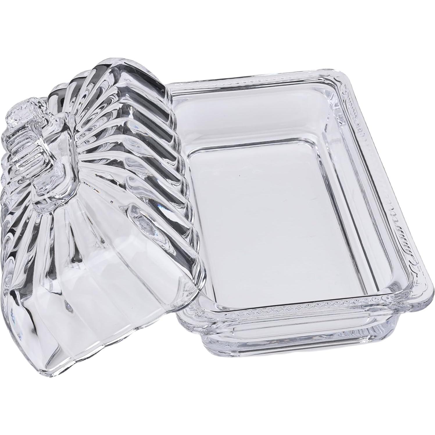 Plato de Mantequilla de Vidrio PEPAXON con Tapa 17.5x10.5cm