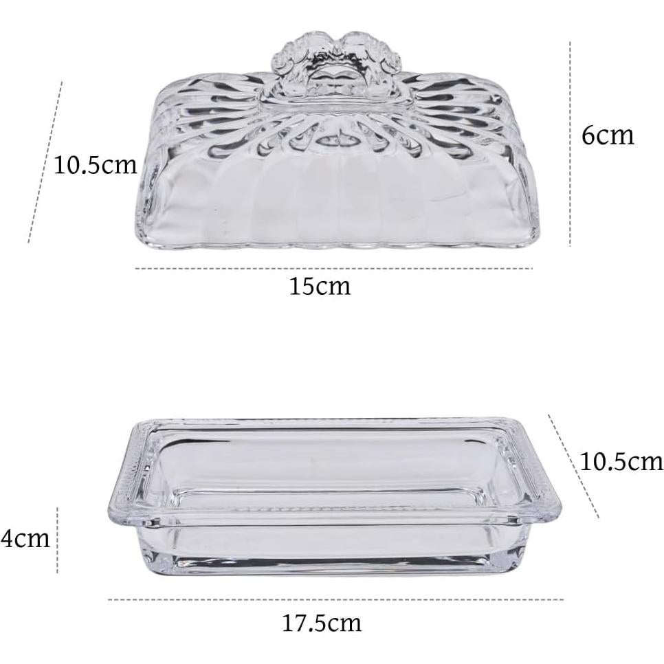 Plato de Mantequilla de Vidrio PEPAXON con Tapa 17.5x10.5cm