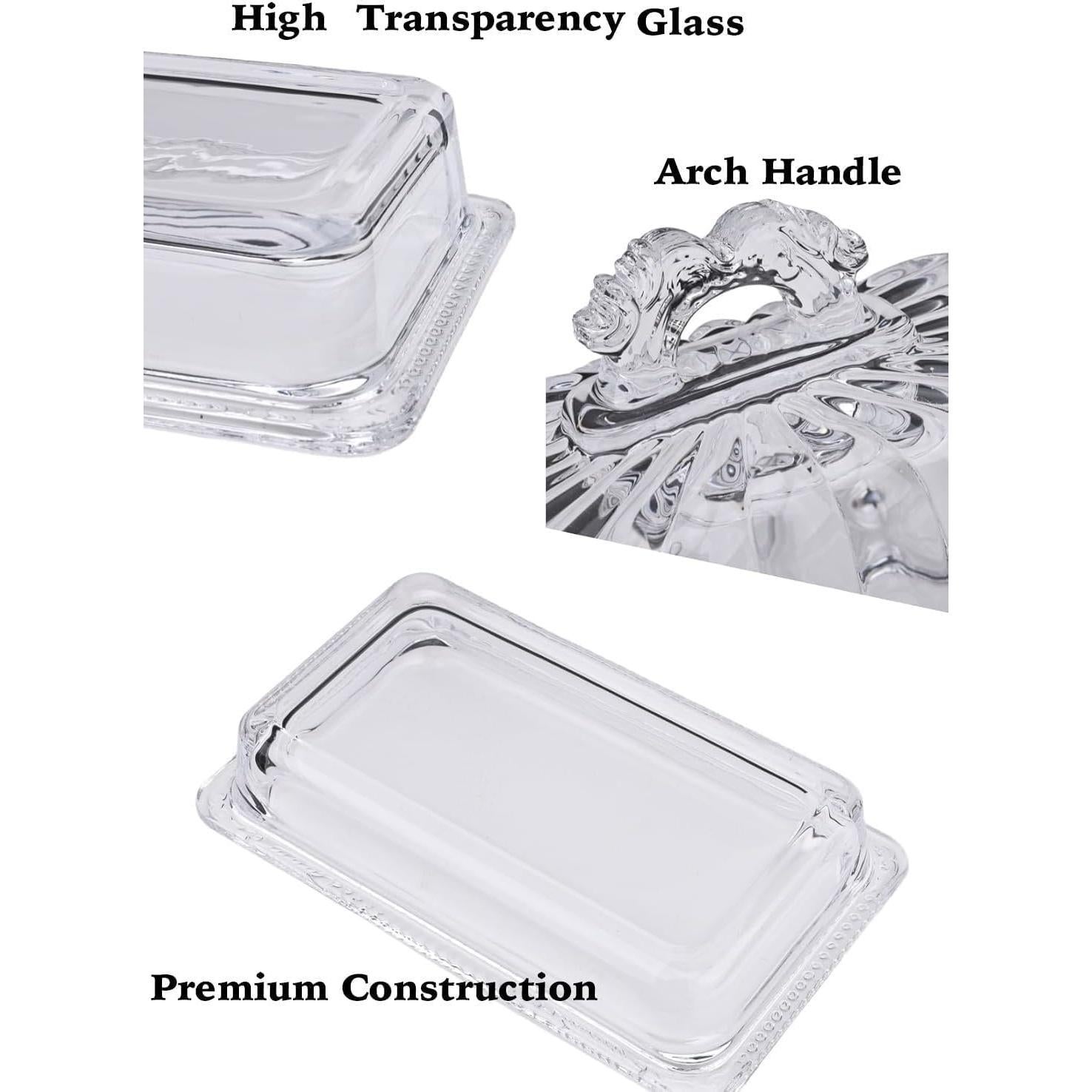 Plato de Mantequilla de Vidrio PEPAXON con Tapa 17.5x10.5cm