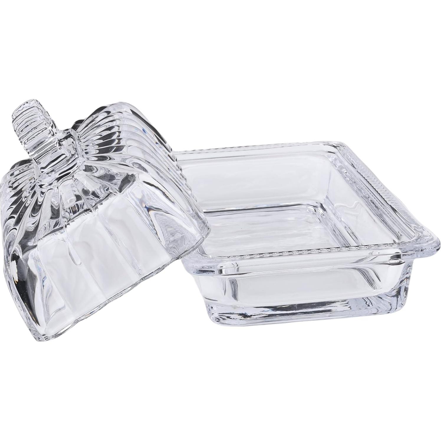 Plato de Mantequilla de Vidrio PEPAXON con Tapa 17.5x10.5cm