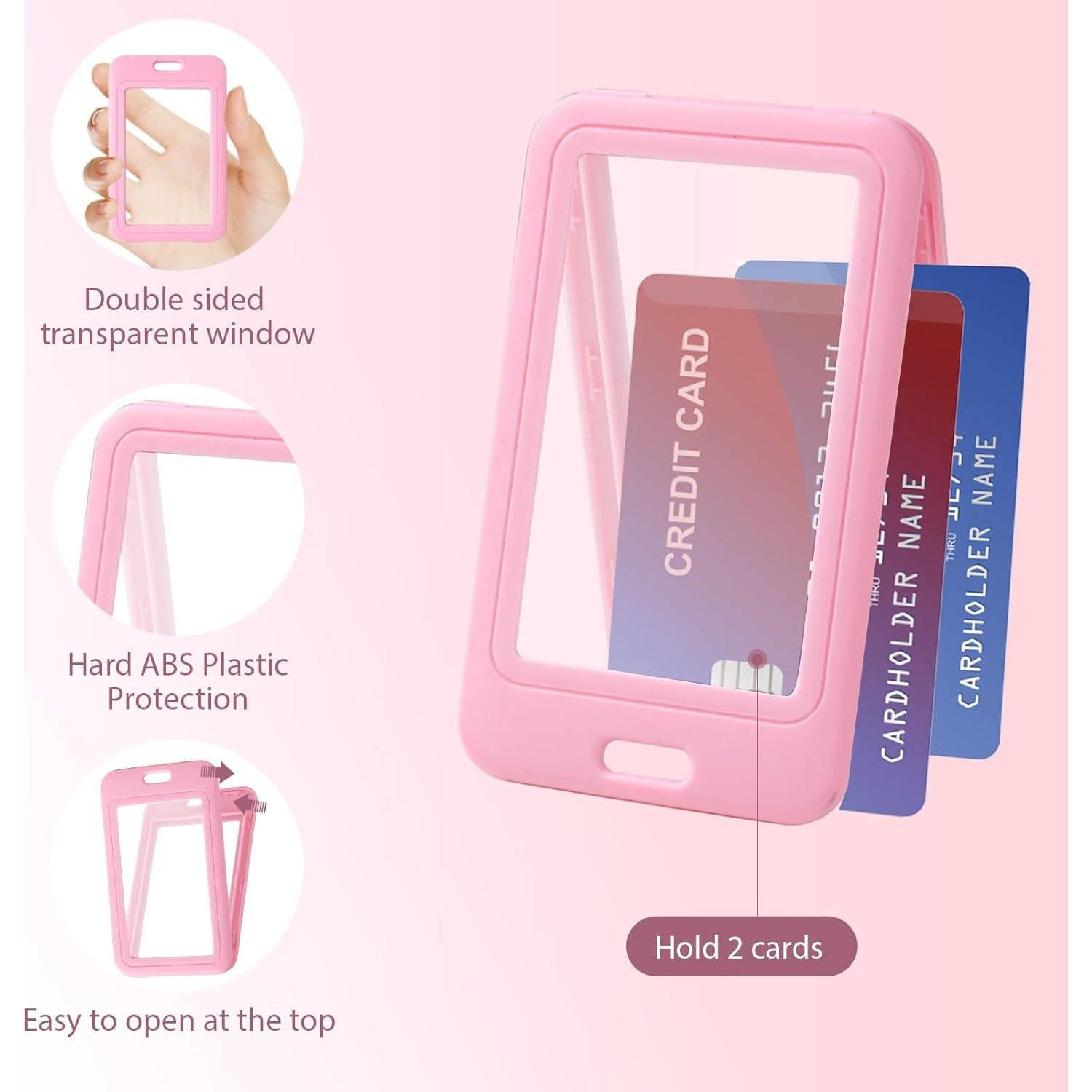 Soporte de Identificación Rosa Luckyczc con Clip Retráctil