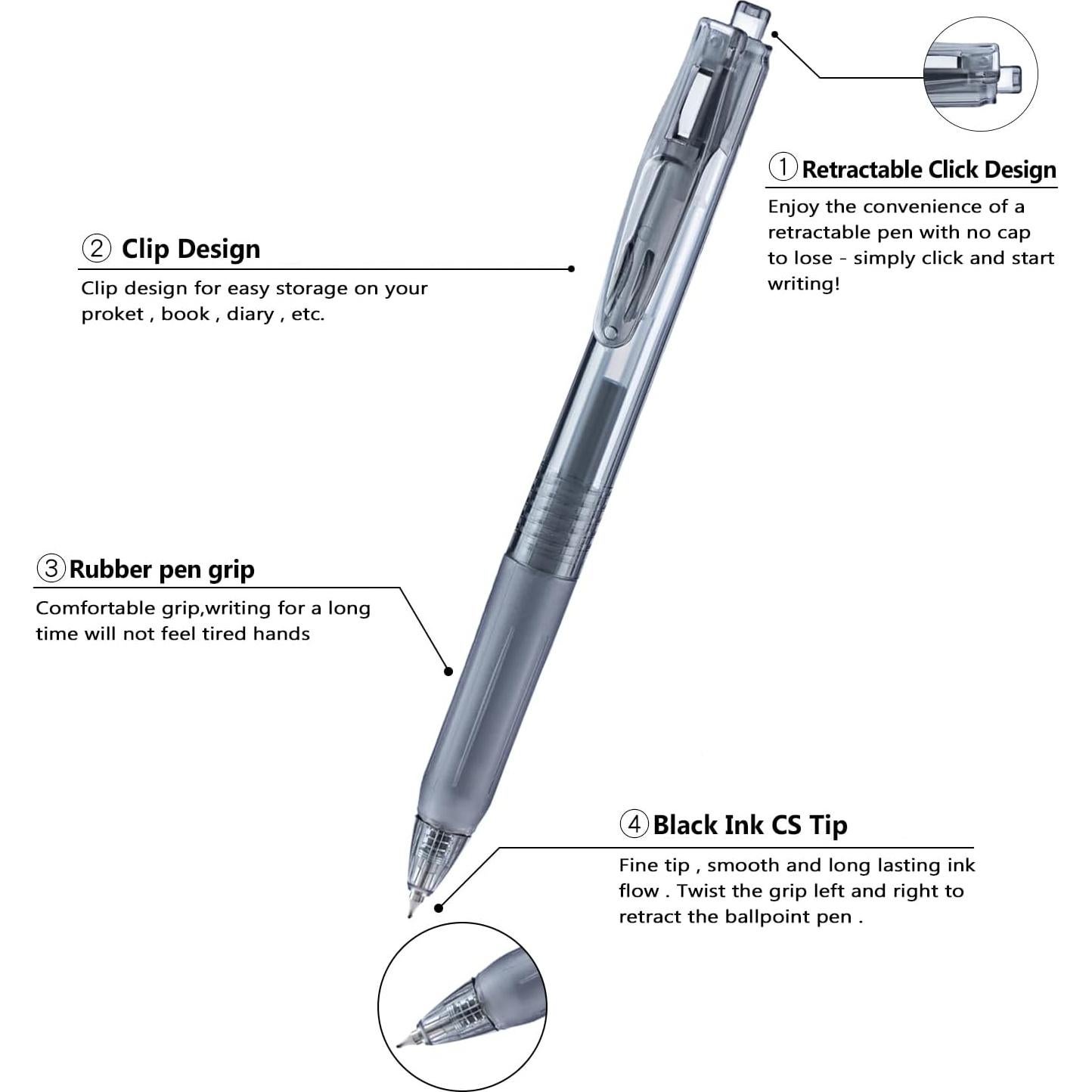 Bolígrafos de Gel Aozora Negros Punta Fina 0.5mm Paquete 40