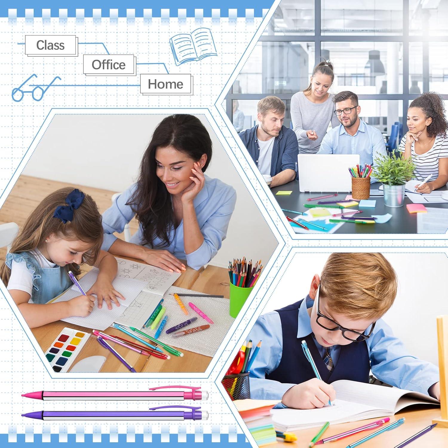 Lápices Mecánicos Colarr 200 Pcs 0.7mm con Borrador Coloridos