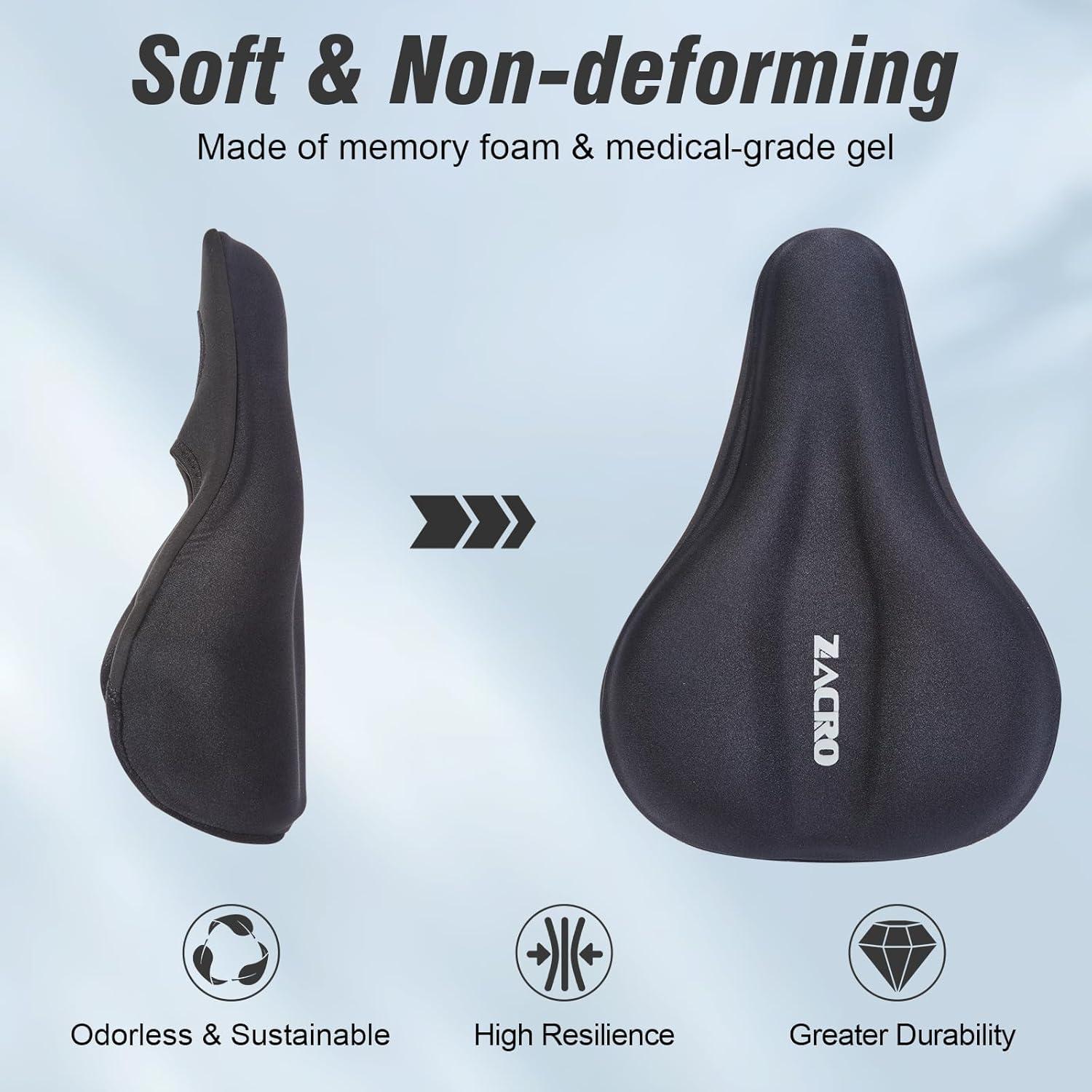 Cojín de Asiento de Bicicleta Zacro - Gel Acolchado Negro