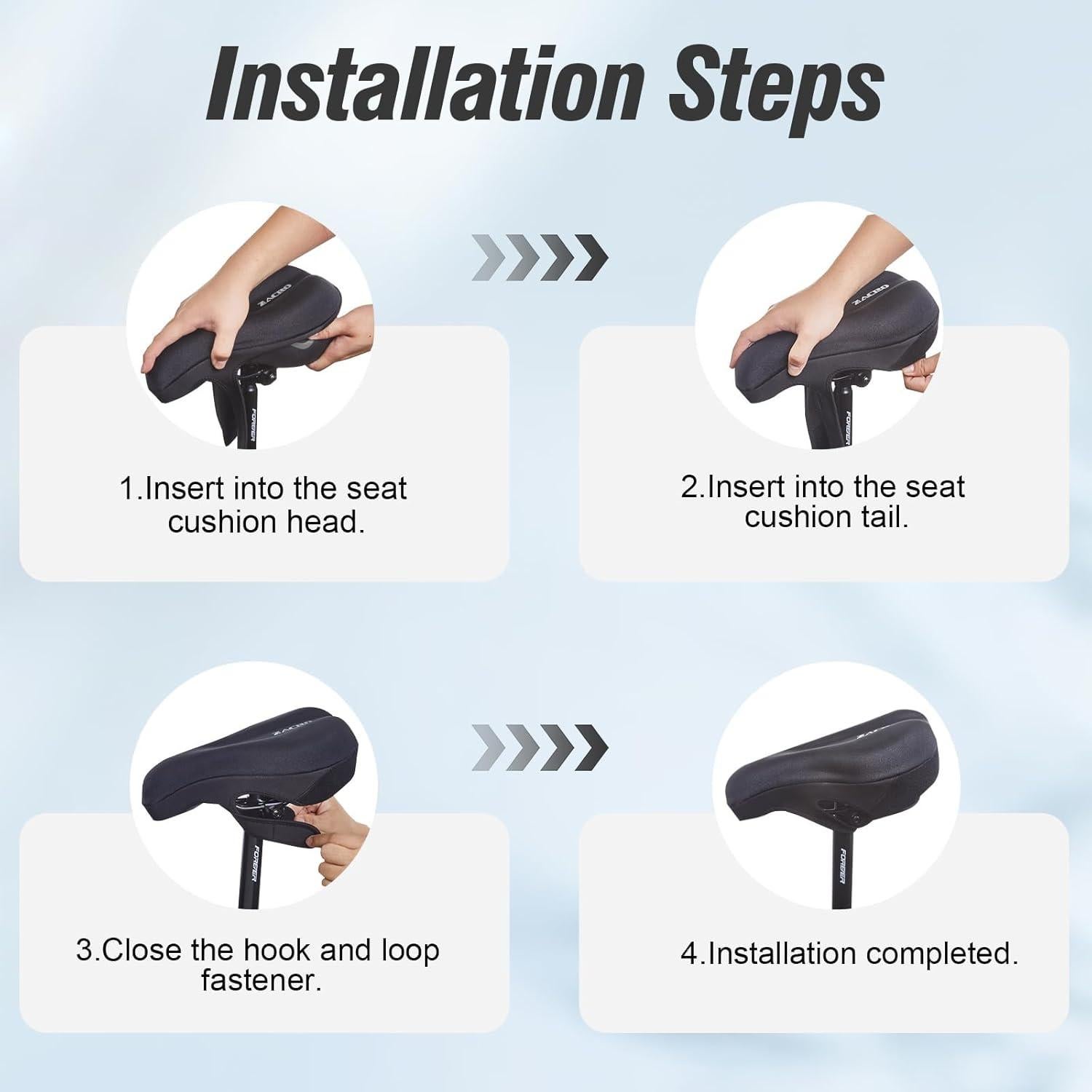 Cojín de Asiento de Bicicleta Zacro - Gel Acolchado Negro