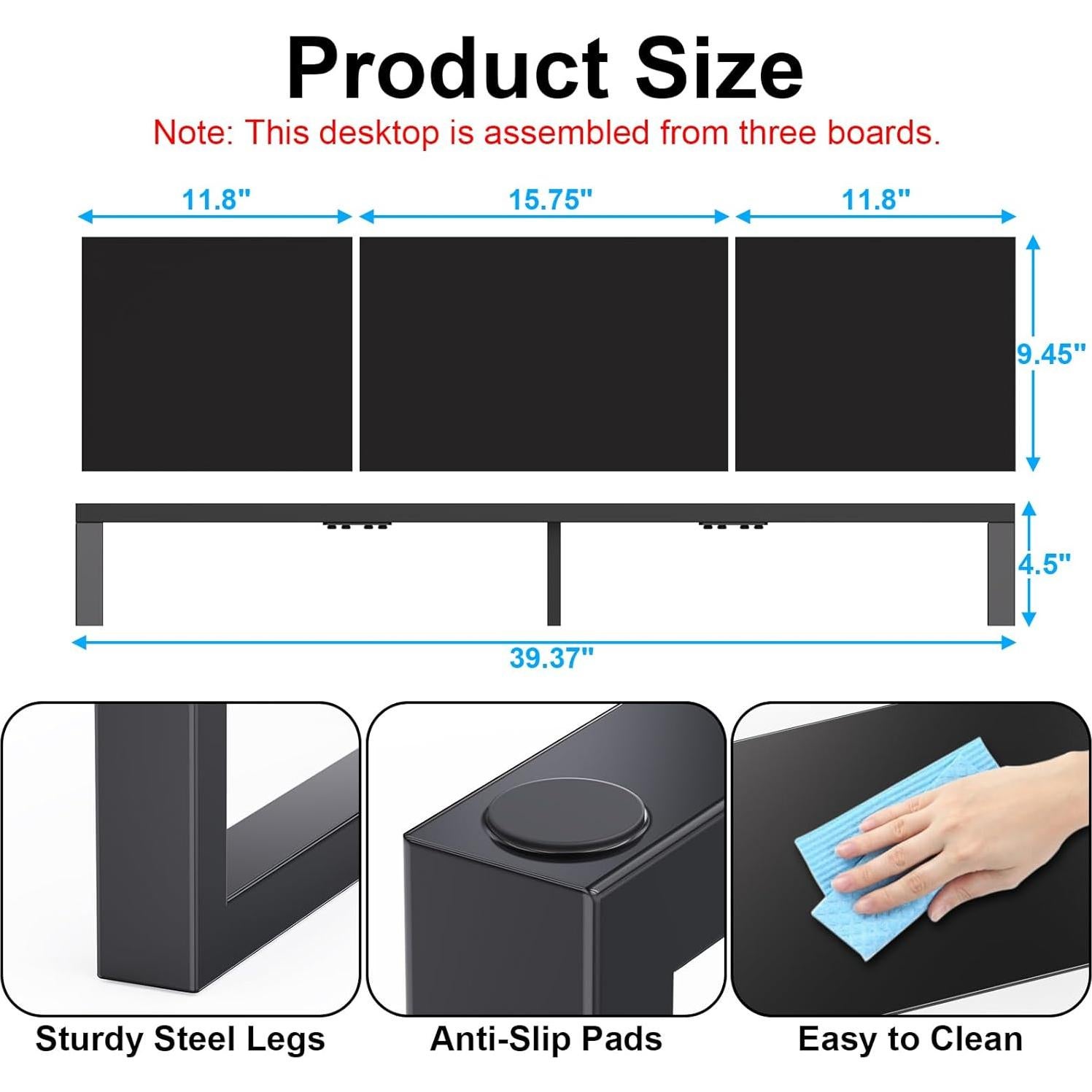 Soporte Doble para Monitor Zimilar de Madera 100cm Negro