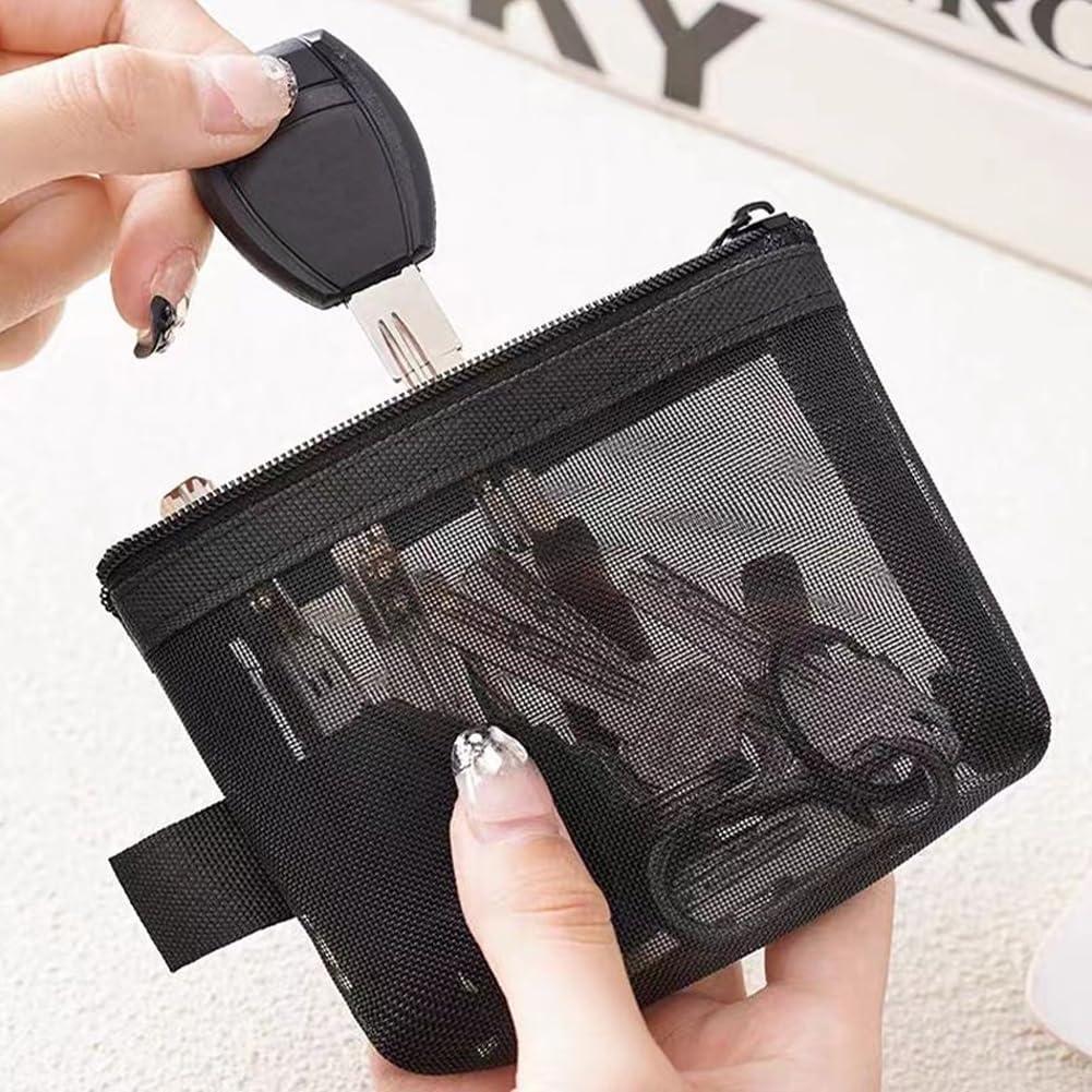 9 Mini Bolsas de Malla con Cierre Aswewamt - Nylon Negro 11x7.5cm