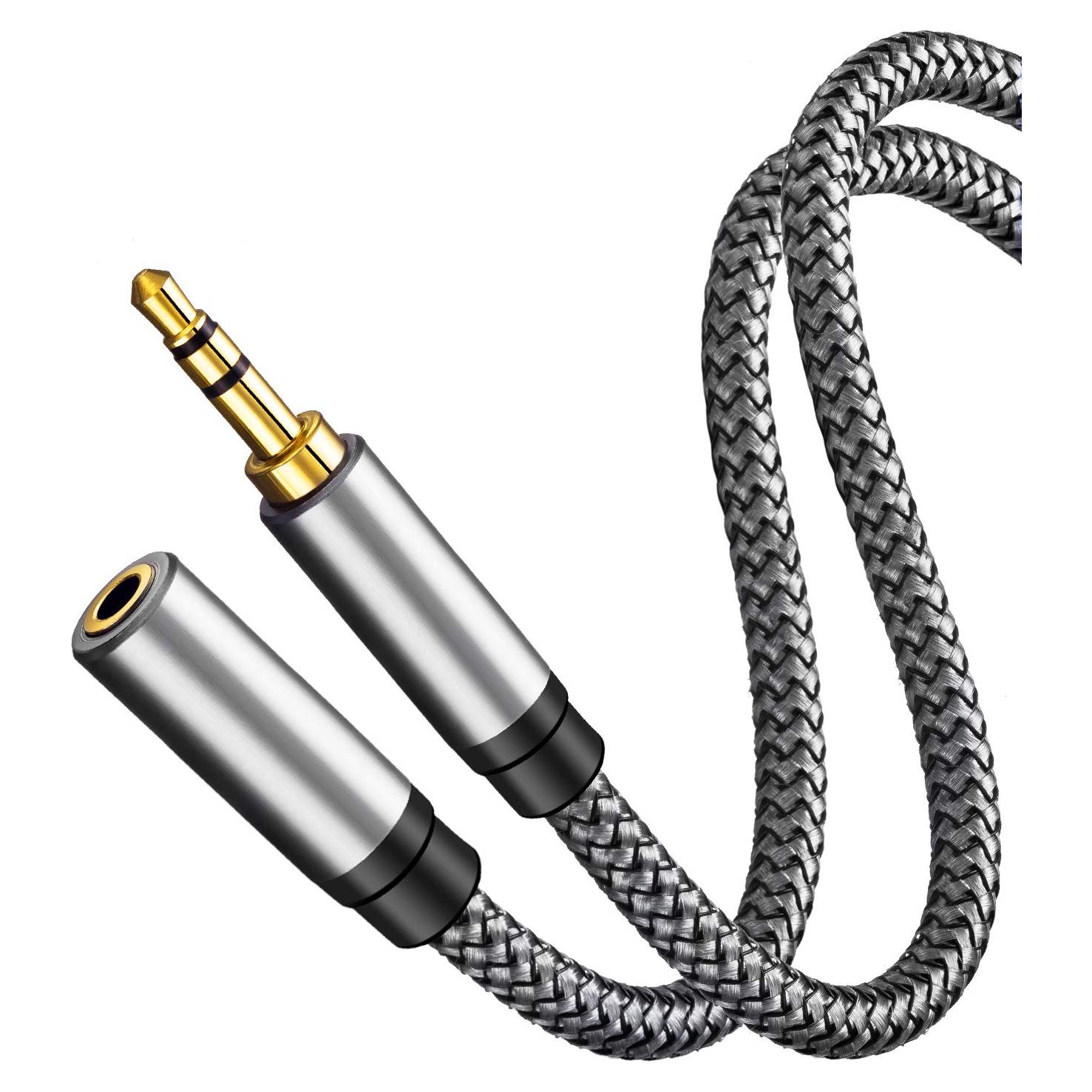 Cable de Extensión de Audio 3.5mm Tan QY 0.3M Plata