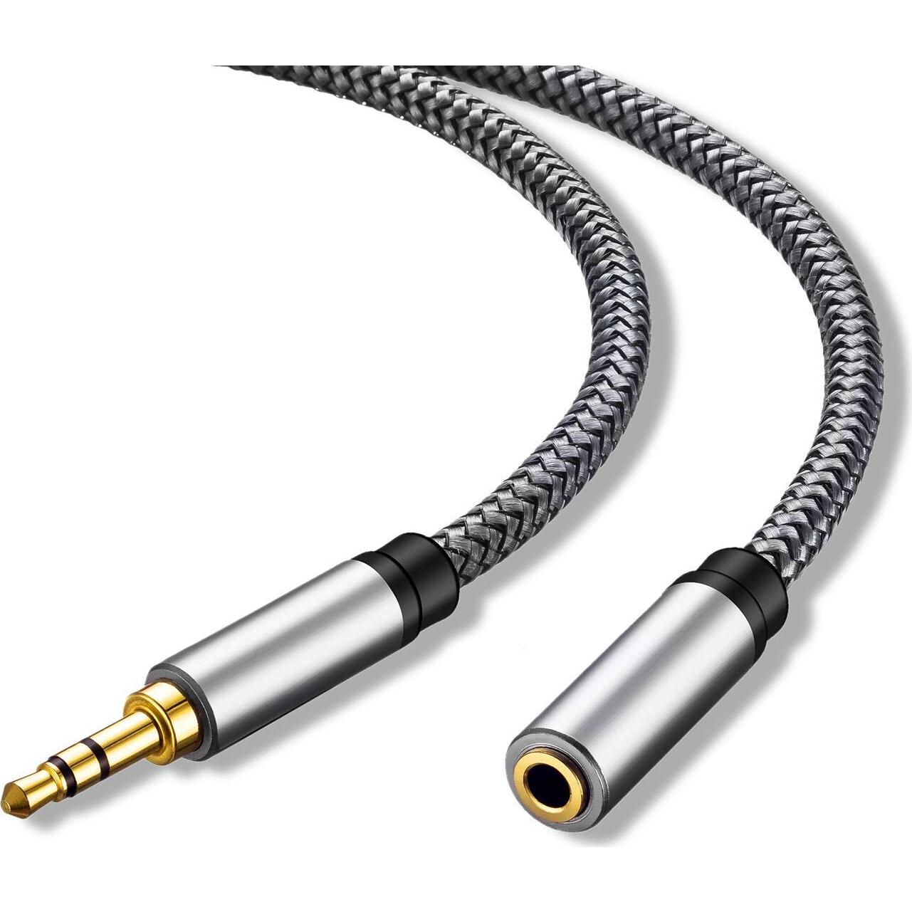 Cable de Extensión de Audio 3.5mm Tan QY 0.3M Plata