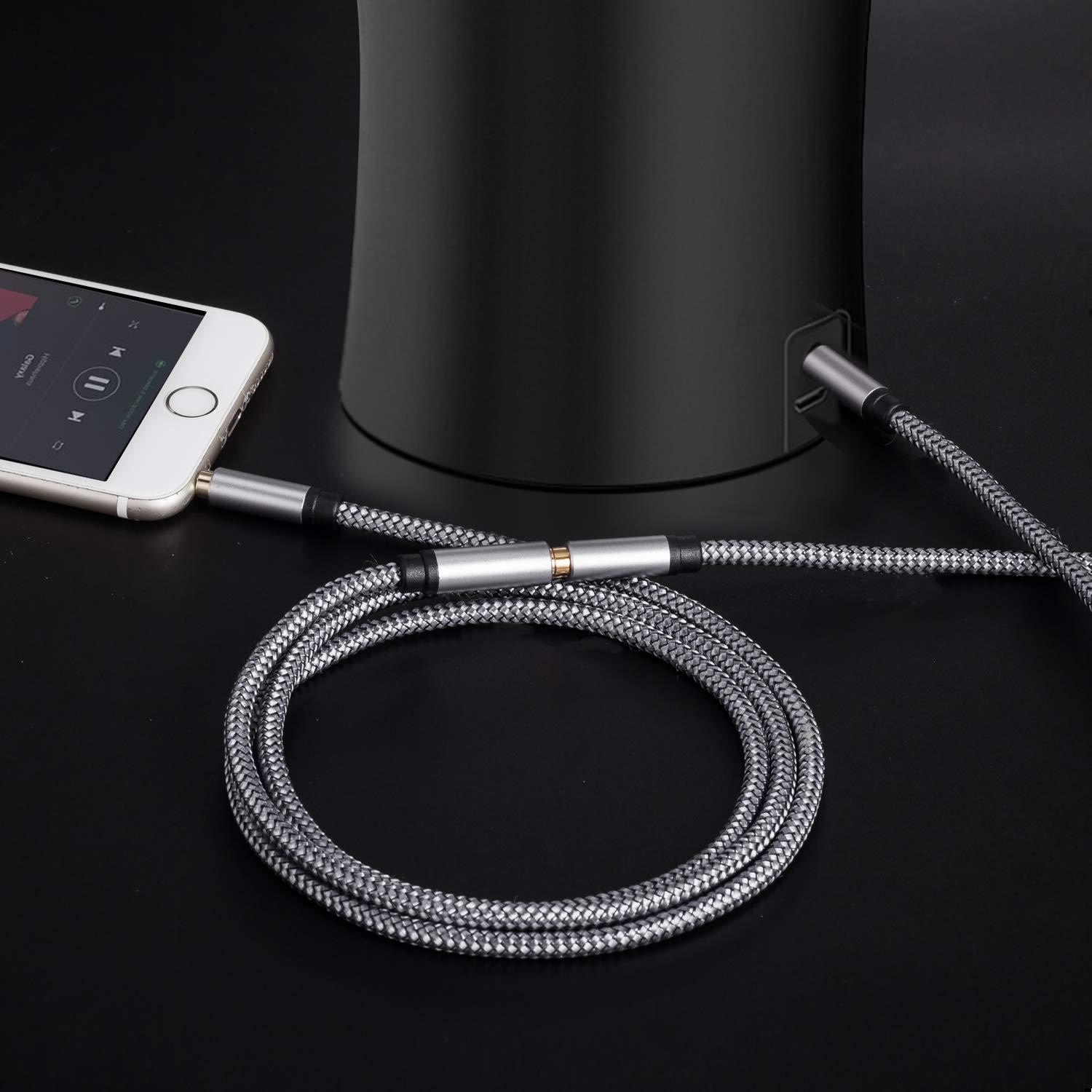 Cable de Extensión de Audio 3.5mm Tan QY 0.3M Plata