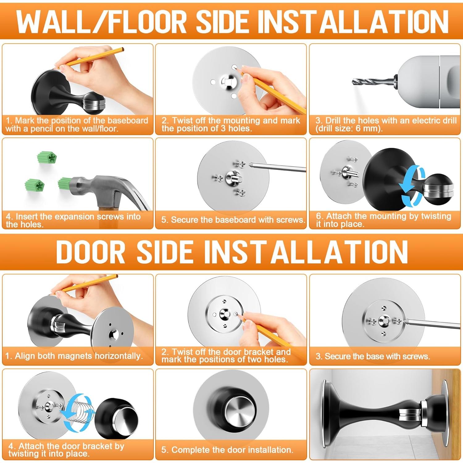 Paradas de Puerta Magnéticas Crosize 2 Paquete Acero Inoxidable