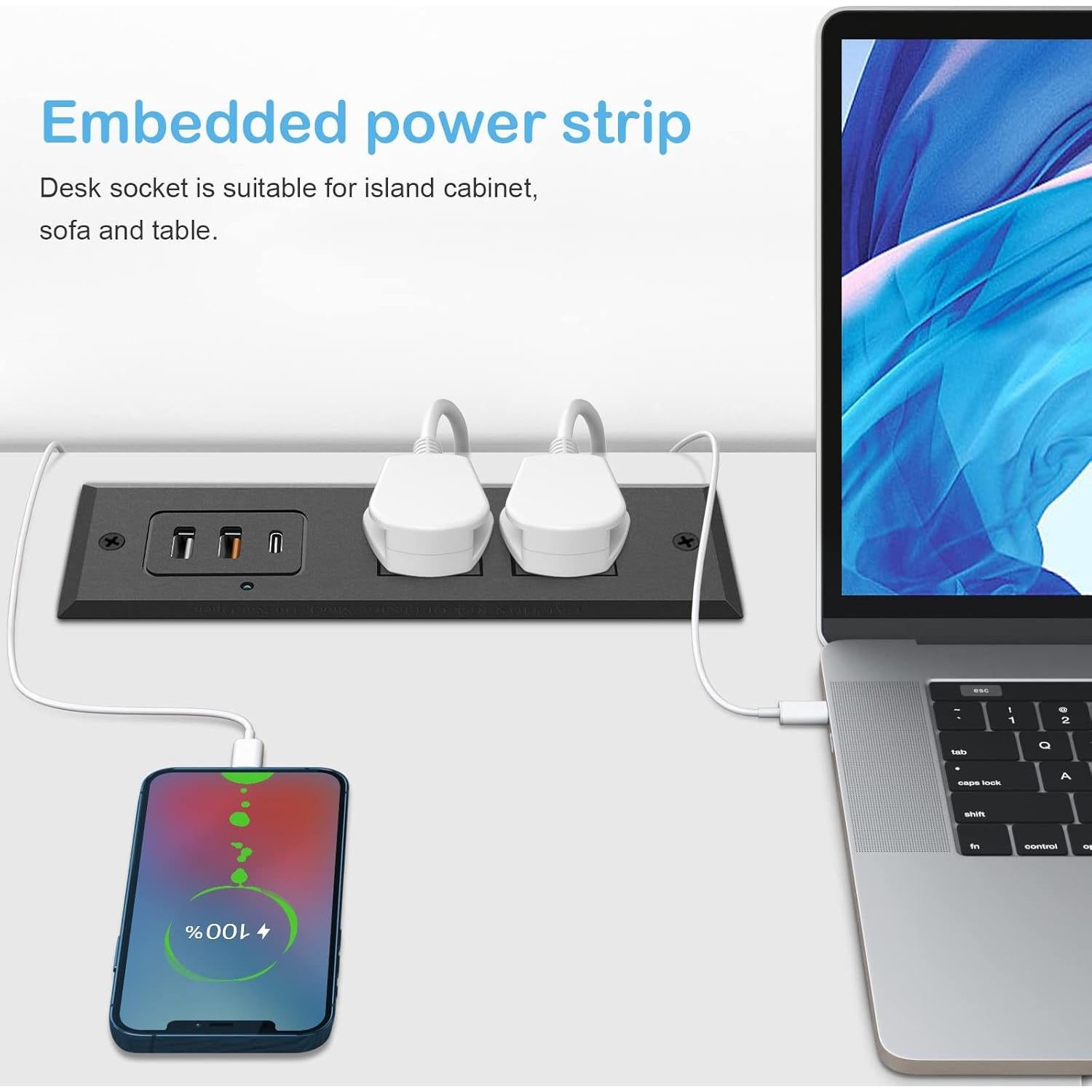 Toma de Corriente Empotrada CCCEI con USB-C 20W y USB-A