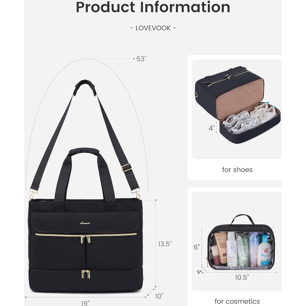 LOVEVOOK Bolsa de Viaje Duffle 42L Verde Beige con Compartimento