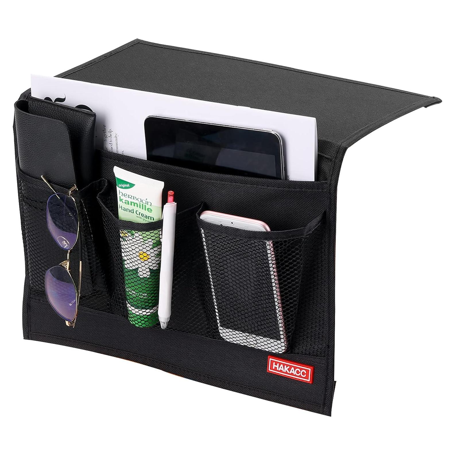 Organizador de Cama HAKACC Negro con 3 Bolsillos Antideslizante