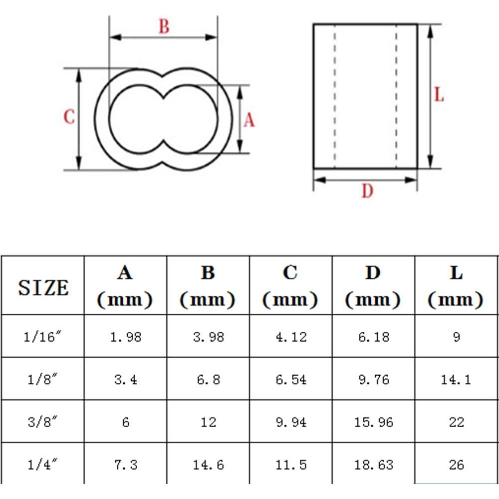 Mangas de Crimpado de Aluminio YAMASO 30pcs 6.35mm